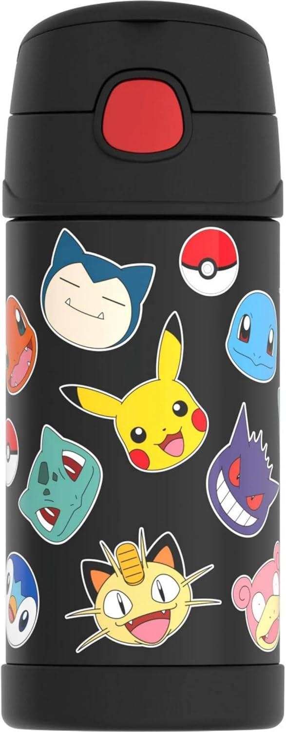 Product image of THERMOS FUNTAINER Water Bottle with Straw - 12 Ounce - Kids Stainless Steel Vacuum Insulated Water Bottle with Lid, Pokémon