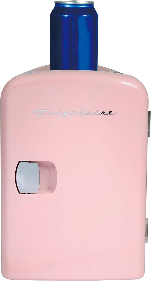 Product image of Frigidaire Mini Portable Compact Personal Fridge Cools & Heats, 4 Liter Capacity Chills Six 12 oz Cans, 100% Freon-Free & Eco Friendly, Includes Plugs for Home Outlet & 12V Car Charger - Pink