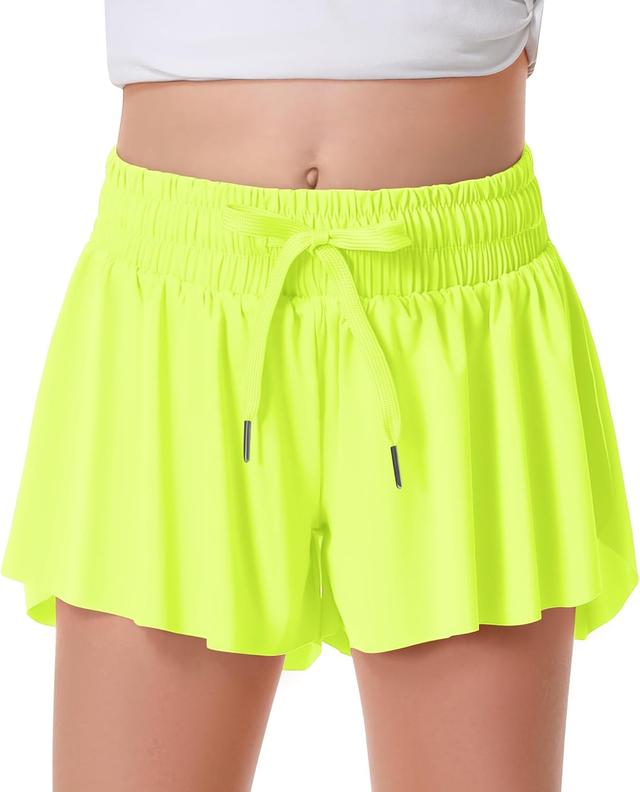 Product image of Girls Flowy Shorts Butterfly Shorts for Kids with Pocket 2-in-1 Athletic Shorts Running Shorts for Girls