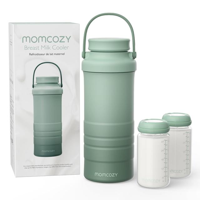 Product image of Momcozy 22oz Portable Breast Milk Cooler for Outdoor, Life Saver with 360° Total Cooling for 24 Hours, Larger Capacity Travel Breastmilk Chiller with 2pcs Baby Bottles for Breastmilk Storage, Green