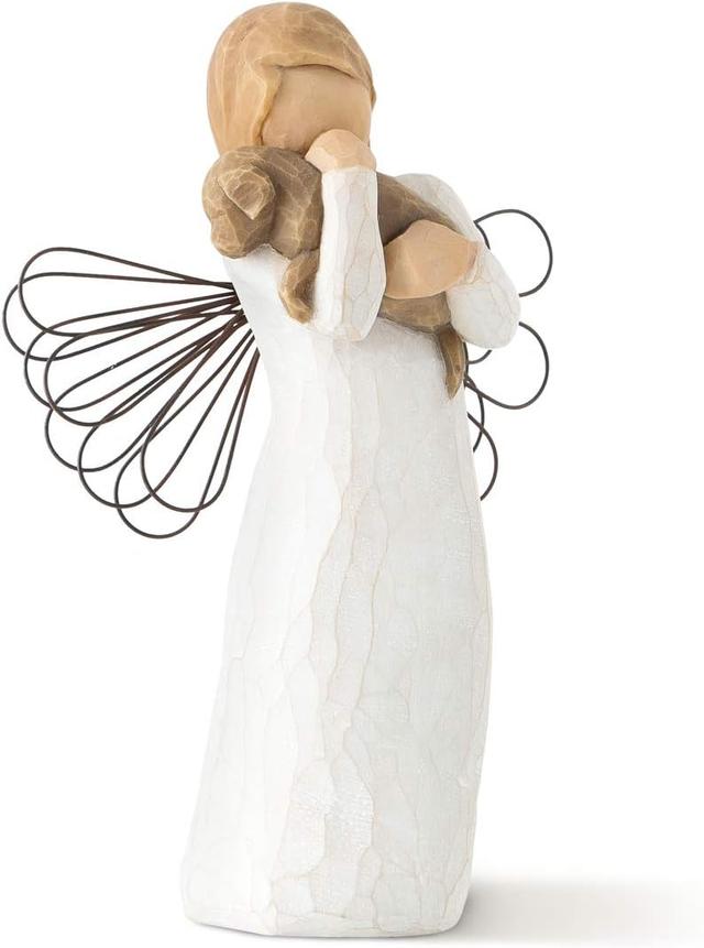 Product image of Willow Tree Angel of Friendship, for Those who Share The Spirit of Friendship, Angel Carrying Dog as Reminder of Loyal Pets and Friends, Present and Past, Sculpted Hand-Painted Figure