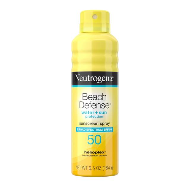 Product image of Neutrogena Beach Defense Sunscreen Spray Broad Spectrum SPF 50, 6.5 Oz, Water Resistant, Fast Absorbing, Oxybenzone Free, Lightweight Sun Protection, Face and Body Sunscreen