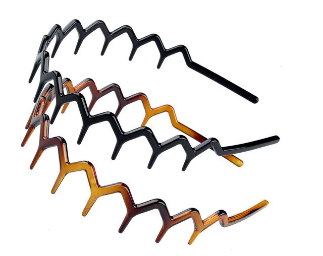Product image of Set of 2 Zig Zag Black Plastic Sharks Tooth Hair Comb Headband Hair Hoop Accessory for Women's Lady Girls (1 Black Color+1 Brown)