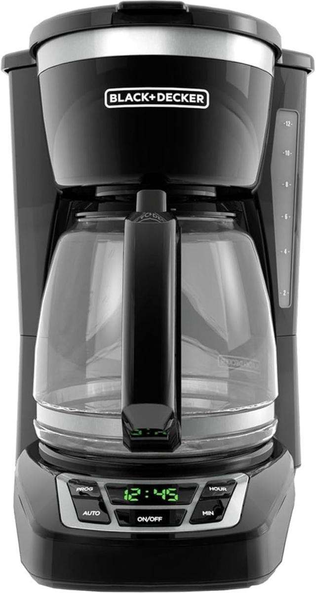 Product image of BLACK+DECKER 12-Cup Digital Coffee Maker, Programmable, Washable Basket Filter, Sneak-A-Cup, Auto Brew, Water Window, Keep Hot Plate, Black