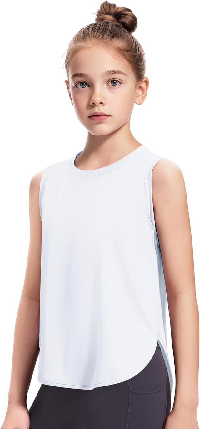 Product image of HASMES Girls Tank Tops Quick Dry Athletic Top Cute Sleeveless Shirts Dance Yoga Workout Tops
