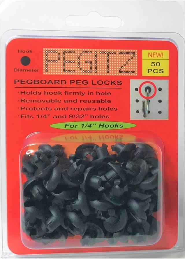 Product image of Pegboard Peg Locks 50PCS (1/4 inch, Black)