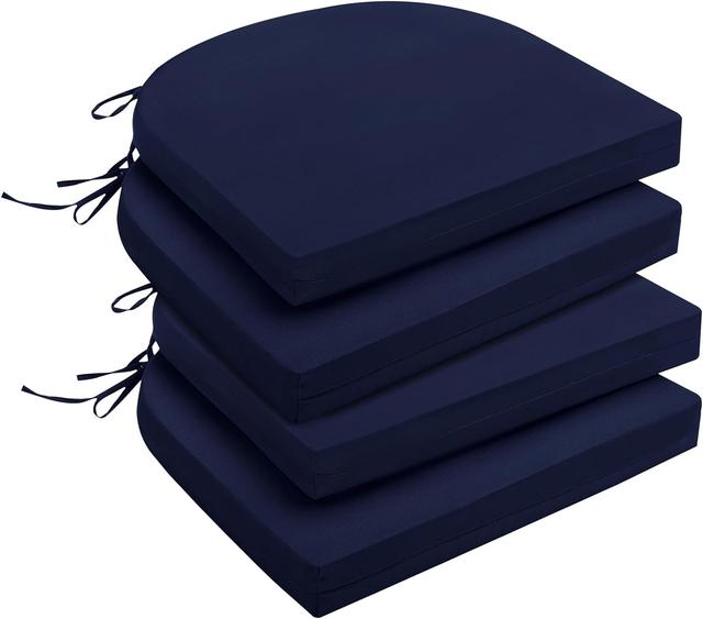 Product image of downluxe Outdoor Chair Cushions Set of 4 for Patio Furniture, Water-Resistant Patio Chair Cushions with Ties, High Density Foam Outdoor Seat Cushion, 17" X 16" X 2", Navy