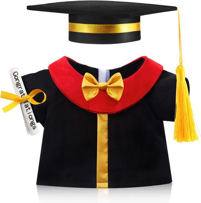 Product image of Set of 1 Graduation Teddy Bear Clothes Cap & Gow Outfit Fits Make Your Own Most 8" - 13" Bear Plush Stuffed Animal Outfit Pet Dog Doll Cap and Gown Build a Bear Clothes(Graduation A, Fit 8"-13")