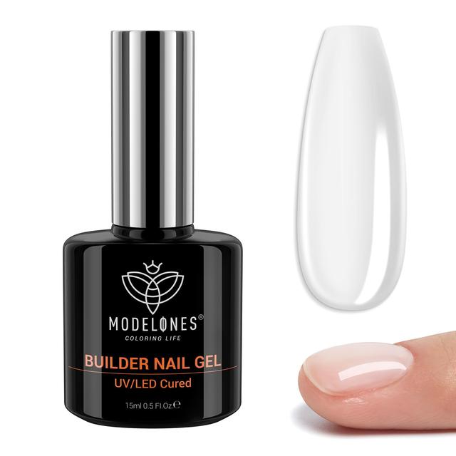Product image of modelones Builder Nail Gel, 7-in-One Clear Builder for Nails, LED Lamp Cured Color Rubber Base Gel Polish Coat Strengthener Thickening Extension Rhinestone Glue in a Bottle for DIY Home Salon Gifts