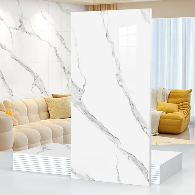 Product image of 10pcs 23.6"x11.8" Marble Peel and Stick Waterproof Wall Panels - Heat-Resistant Backsplash Tile, PVC Wall Panels for Kitchen,Bathrooms,Living Rooms, Bedrooms, TV Walls,White Gray (19.4 Sq. Ft. )
