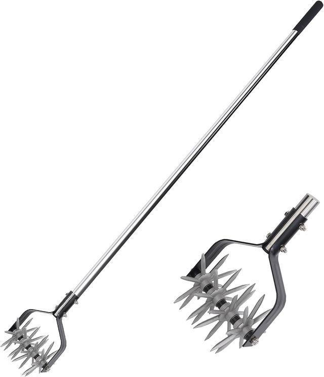 Product image of Rotary Garden Tool, Adjustable Hand Tiller, Long Handle Cultivator for Aerating, Weeding, Planting and Mixing Soil or Reseeding Grass