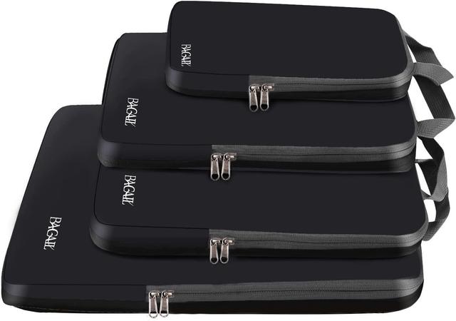 Product image of BAGAIL 4 Set/6 Set/8 Set Compression Packing Cubes Travel Accessories Expandable Packing Organizers(Black ClothPattern 4 Set)
