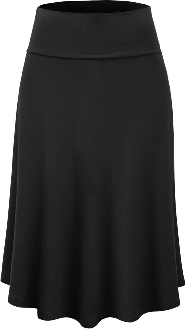 Product image of Lock and Love Women's Solid Ombre Lightweight Flare Midi Pull On Closure Skirt S-XXXL Plus Size