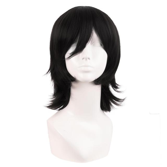 Product image of MapofBeauty 14 Inch/35 cm Short Cosplay Wolf Tail Synthetic Side Bangs Party Wig (Black)