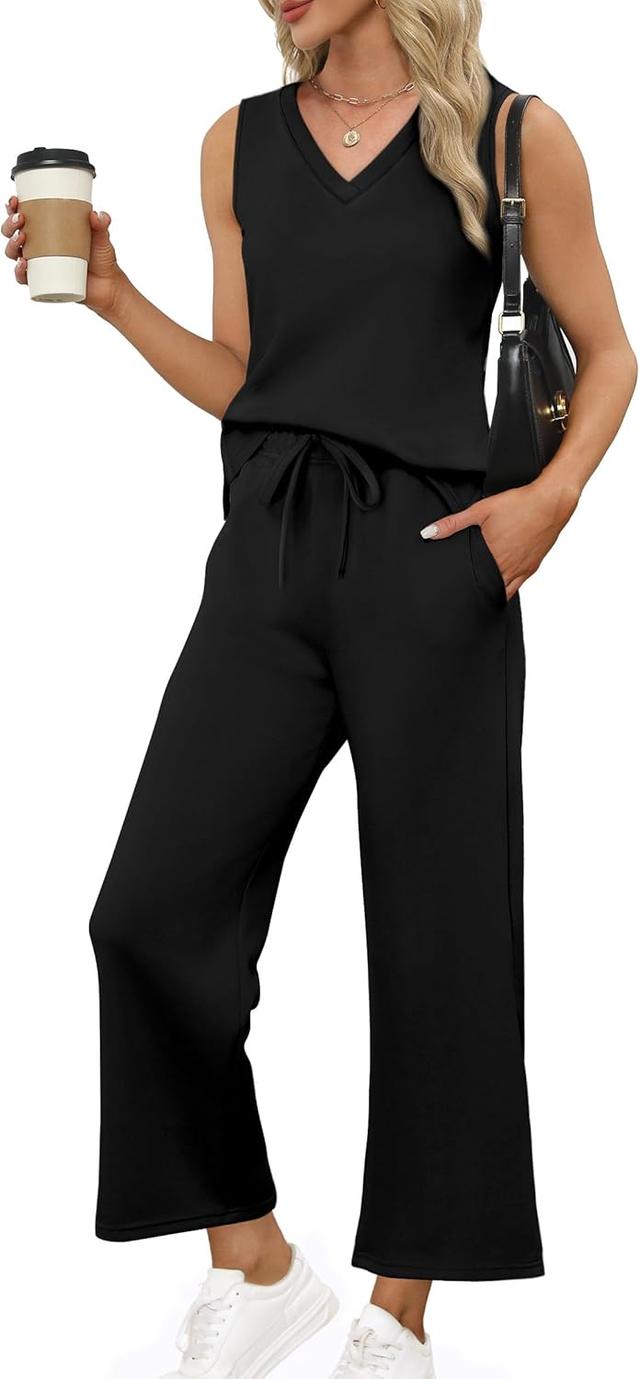 Product image of XIEERDUO Two Piece Sets for Women Summer Vacation Travel Outfits V Neck Lounge Matching Sets