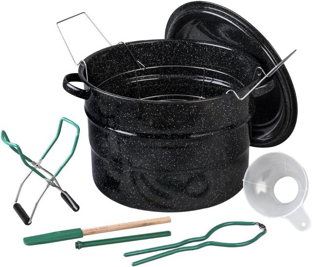 Product image of Granite Ware 8 Piece Enamelware Water bath canning Pot with Canning kit and Rack. Canning Supplies Starter Kit
