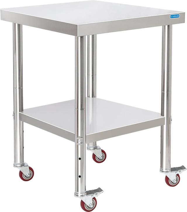 Product image of Stainless Steel Table for Prep & Work with Undershelf 24 x 24 Inches NSF Metal Commercial Kitchen Prep Table with Adjustable Under Shelf Worktable for Restaurant Home Outdoor