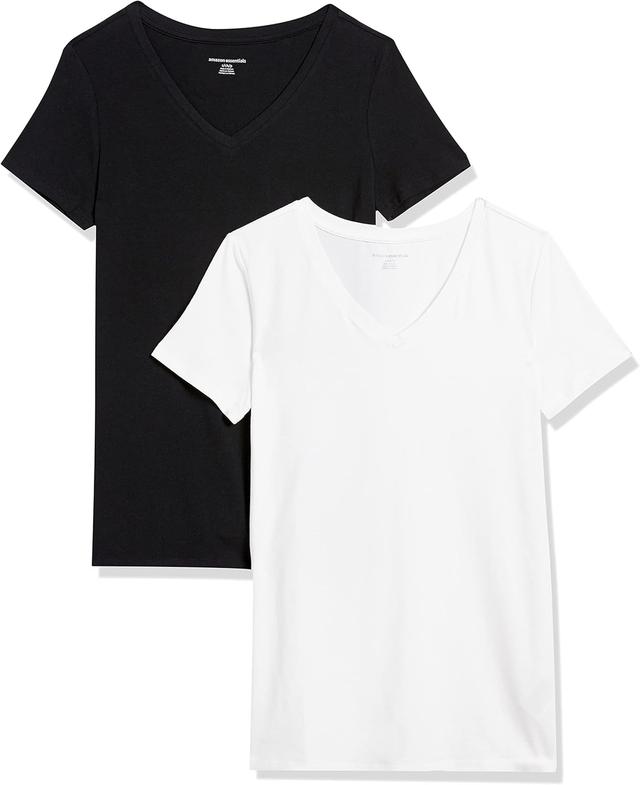 Product image of Amazon Essentials Women's Classic-Fit Short-Sleeve V-Neck T-Shirt, Multipacks
