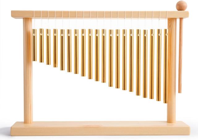Product image of ENNBOM 20 Note Chime Table Top Bar Chime Wind Chime 20 Bars Instrument Percussion with Mallet (Gold)
