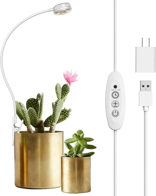 Product image of SANSI Grow Lights for Indoor Plants, Pot Clip LED Plant Lights for Indoor Growing, Full Spectrum, Plant Lamp with 4-Level Dimmable, Auto On Off 3 6 12 Hrs Timer for Succulents, Small Plant, White, 5V.