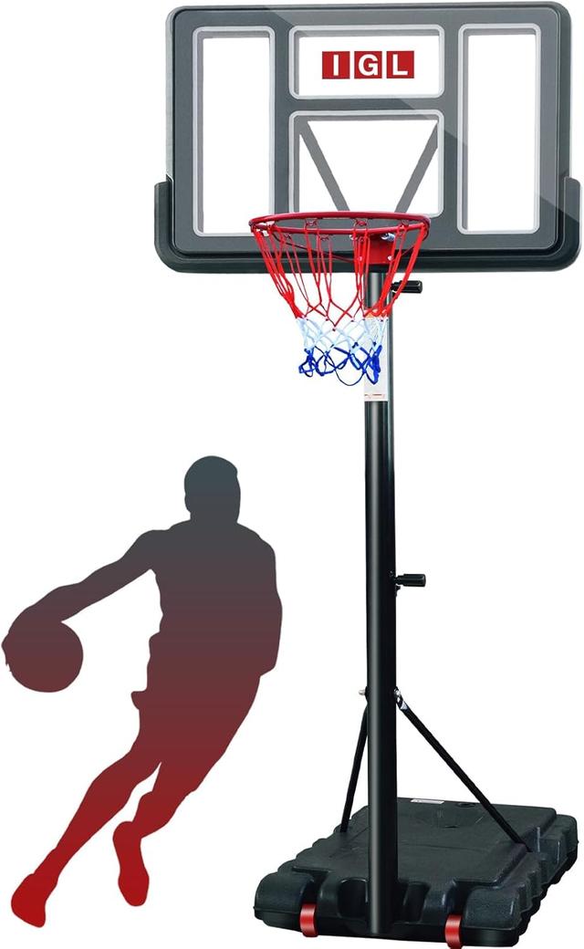 Product image of IGL Portable Basketball Hoop, 5.6-10FT Adjustable Basketball Goal System, 44 Inch Outdoor Basketball Hoop & Goals for Kids, Youth, and Adults in The Backyard, Driveway with PC Backboard