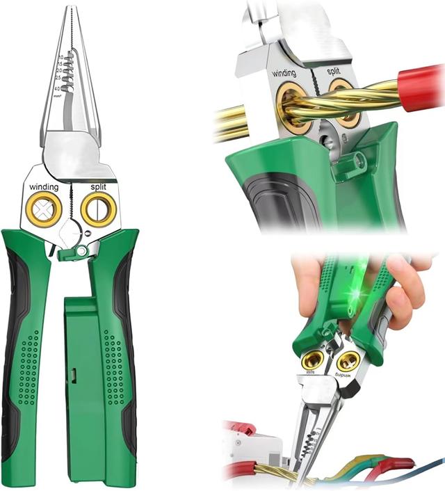 Product image of GADO Pro 8-in-1 Wire Crimper Stripper with Voltage Detector & Dual Alarms - Heavy Duty 12-250V AC/DC Tester for Hot/Neutral Wires - Electrician, HVAC, Car Repair Tool