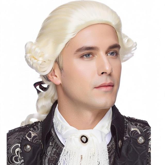 Product image of Judge Colonial Wig for Men Beige Funny Crazy Wigs Washington Halloween Costume Cosplay Party Wigs (Beige)