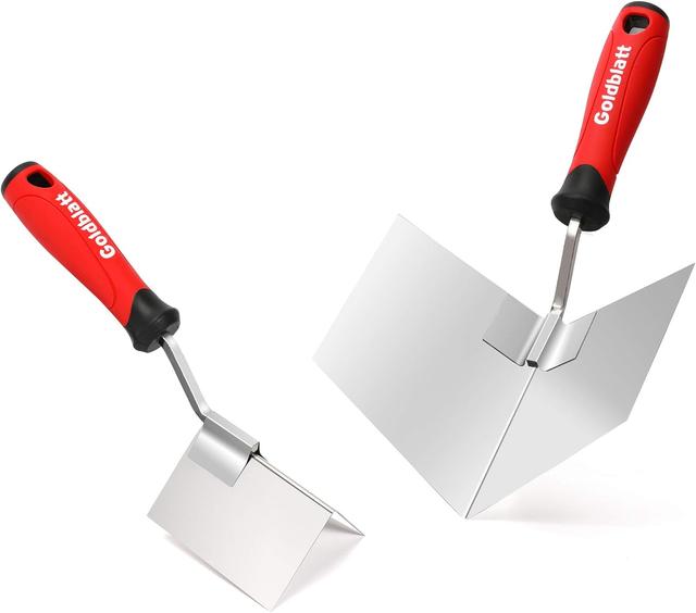 Product image of Goldblatt 2 Piece Drywall Corner Tool Set, 5'' Outside Corner Knife & 3-1/2'' Inside Corner Knife, with Soft Grip Handle - Stainless Steel Sheetrock External Corner Trowel & Internal Corner Trowel