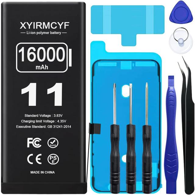 Product image of 16000mAh Super Capacity Battery Compatible with iPhone 11, 0 Cycle Li-Polymer Replacement Battery for iPhone 11, with Professional Repair Tool Kit