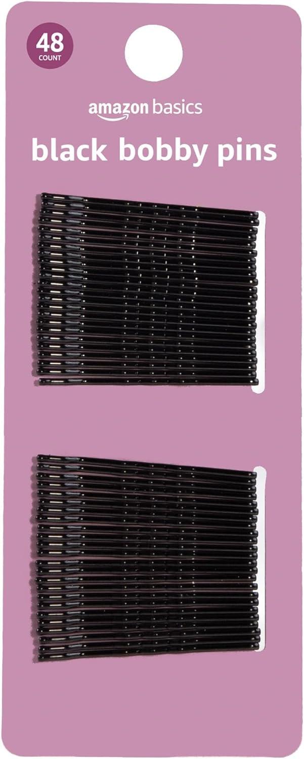 Product image of Amazon Basics Bobby Pins, Black Hair Pins for all Hair types, 48 Count