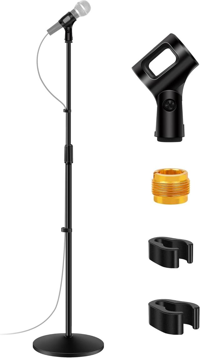 Product image of InnoGear Mic Stand, Microphone Stand Floor Detachable Boom Mic Arm Stands with Weighted Round Base, Height Adjustable from 34" to 60" for Blue Yeti HyperX QuadCast Shure SM58 Samson Q2U Fifine K669B