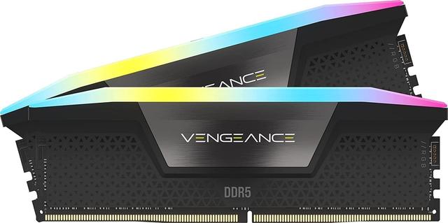 Product image of CORSAIR VENGEANCE RGB DDR5 RAM 32GB (2x16GB) 6000MHz CL36-44-44-96 1.35V Intel XMP Desktop Computer Memory - Black (CMH32GX5M2E6000C36)
