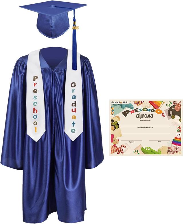 Product image of GraduationMall Preschool Graduation Cap Gown Stole Package with 2025 Tassel, Certificate