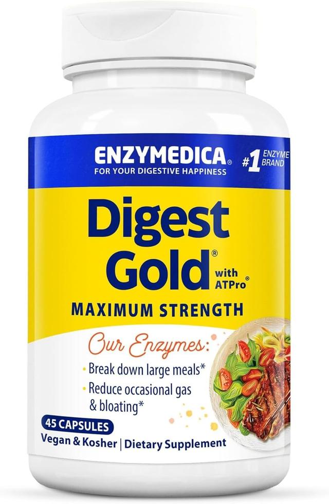 Product image of Enzymedica Digest Gold + ATPro, Maximum Strength Digestive Enzymes, Helps Digest Large Meals for Instant Bloating Relief, 45 Count