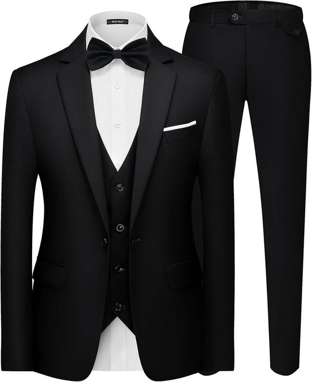 Product image of MAGE MALE Men's 3 Pieces Suit Elegant Solid One Button Slim Fit Single Breasted Party Blazer Vest Pants Set