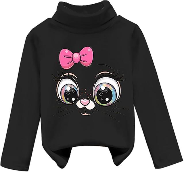 Product image of Lykmera Teen Girls T Shirt Top Girl's Fall and Winter Cat Printing Thickened De Velvet Half Turtleneck Bottoming