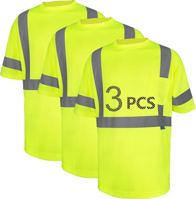 Product image of Safety Shirt short Sleeve High Visibility Reflective Breathable T Shirt for Work Warehouse Construction Class 3