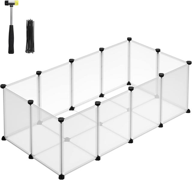 Product image of SONGMICS 20 Panels Pet Playpen with Floor, Small Animal Playpen, Pet Fence Indoor, DIY Plastic Enclosure for Guinea Pigs, Bunny, Hamsters, Hedgehogs, 49.2 x 24.8 x 16.5 Inches, White ULPC001W01