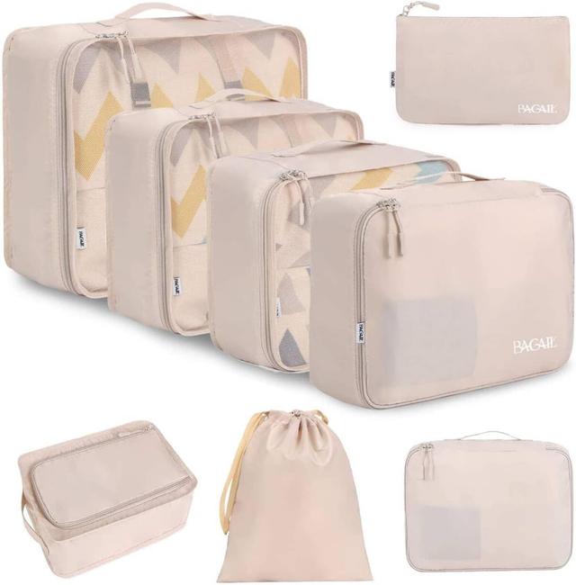 Product image of BAGAIL 8 Set Packing Cubes Luggage Organizer Bags for Travel Accessories-Cream