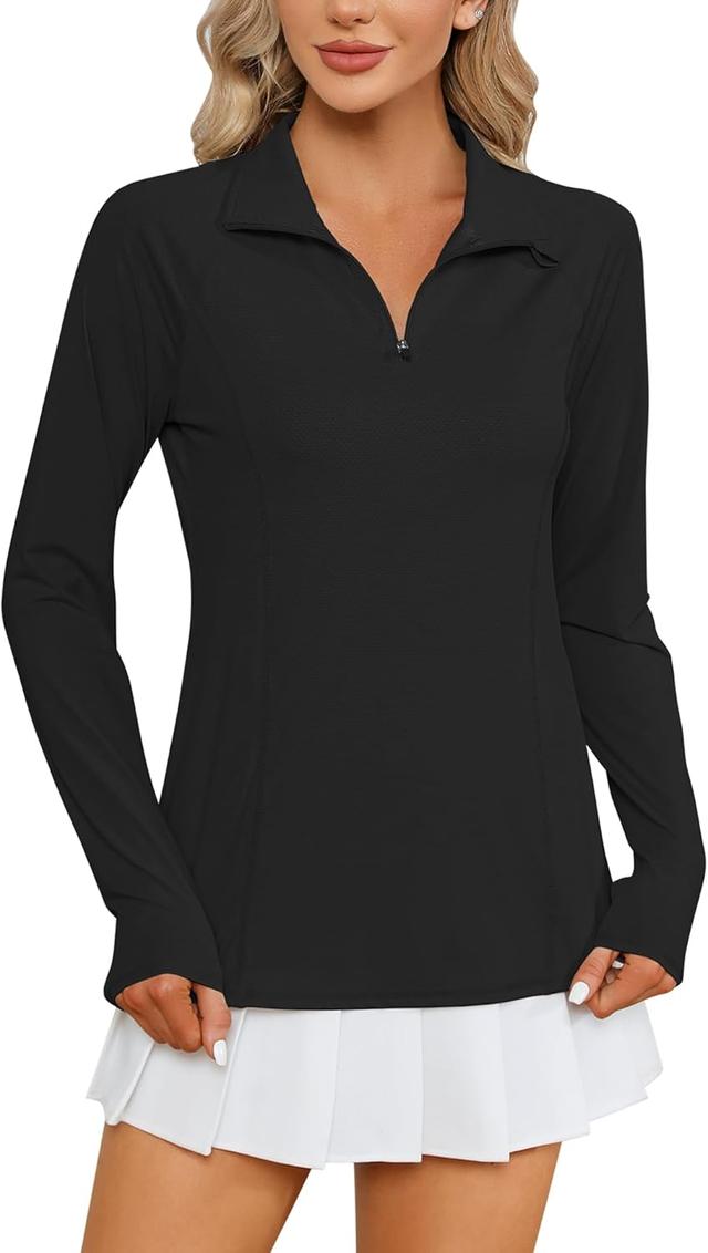 Product image of LOMON Women Long Sleeve Shirts Sun Protection 1/4 Zip Summer Quick Dry Hiking Shirts Quarter Zip Pullover for Women
