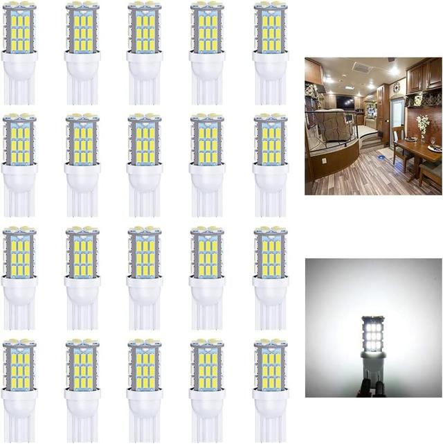 Product image of T10 921 194 168 175 LED Bulbs White 20-Packs, Super Bright 3014 42-SMD LED Replacement 12 Volt RV Camper Trailer Boat Trunk Interior Dome Map License Lights, Backup Reverse Lights
