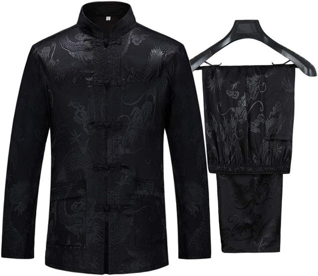 Product image of wecotton Tang Suit Men Hanfu Chinese Traditional Clothes Kung Fu Shirt Uniform Long Sleeved Coat Tops and Pants