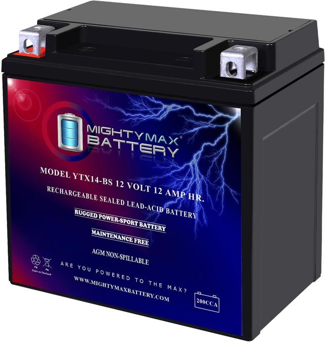 Product image of Mighty Max Battery YTX14-BS - 12 Volt 12 AH, 200 CCA, Rechargeable Maintenance Free SLA AGM Motorcycle Battery