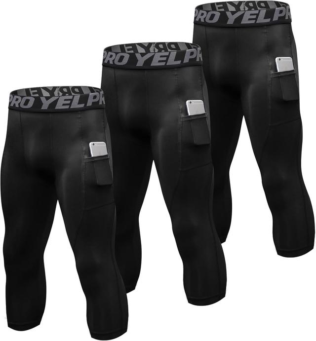 Product image of SPVISE 1 or 3 Pack 3/4 Compression Pants Men Athletic Gym Capri Leggings Running Tights Dry Fit Basketball Sports Base Layer