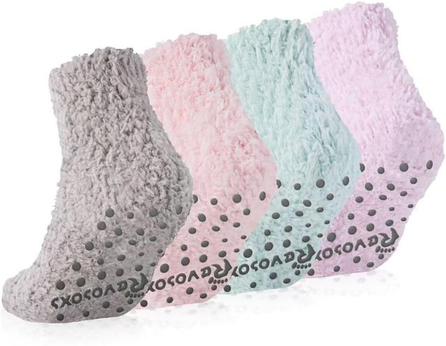 Product image of Fuzzy Grip Socks for Women Men,Thick Warm Slipper Cozy Fluffy Non Slip Ankle Hospital socks With Grips.