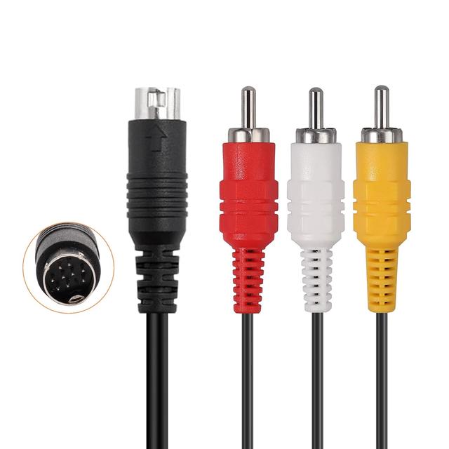 Product image of AV Cable for Genesis 2 3, Standard AV Cable RCA Connection Cord Compatible with Sega Genesis 2 & 3, 1.8M/6FT Composite 3 RCA Gold-Plated TV Display 32x 9 Pin Plug