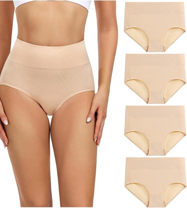 Product image of wirarpa Women's Cotton Underwear High Waisted Ladies Panties Full Coverage Briefs 4 Pack (Regular & Plus Size)