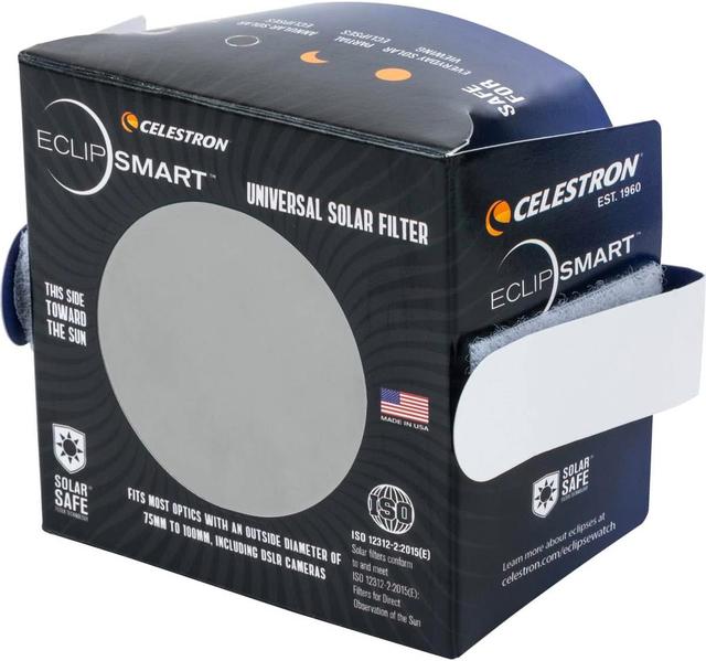Product image of Celestron – EclipSmart Safe Solar Eclipse Telescope and Camera Filter – Meets ISO 12312-2:2015(E) Standards – Works with Your Telescope, Spotting Scope, or DSLR Camera – Observe + Photograph Eclipses