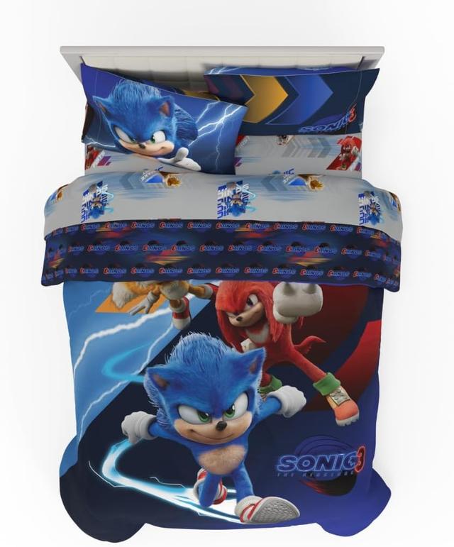 Product image of Franco Sonic The Hedgehog 3 Movie Kids Bedding Super Soft Comforter and Sheet Set, 4 Piece Twin Size, (Officially Licensed Product)