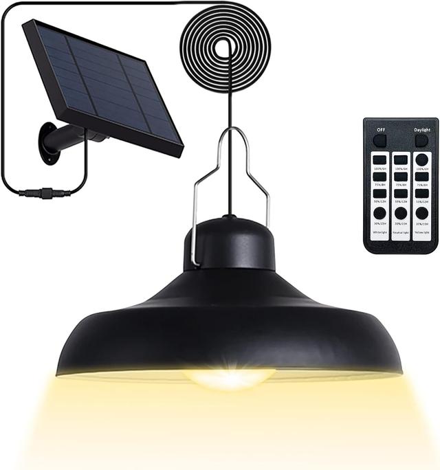 Product image of Solar Pendant Light Outdoor - Solar Shed Light Indoor 3000K 4500K 6500K with Remote Control Outdoor Lights,IP65 Waterproof Solar Indoor Lights for Garden,Chicken Coop,Gazebo,Barn